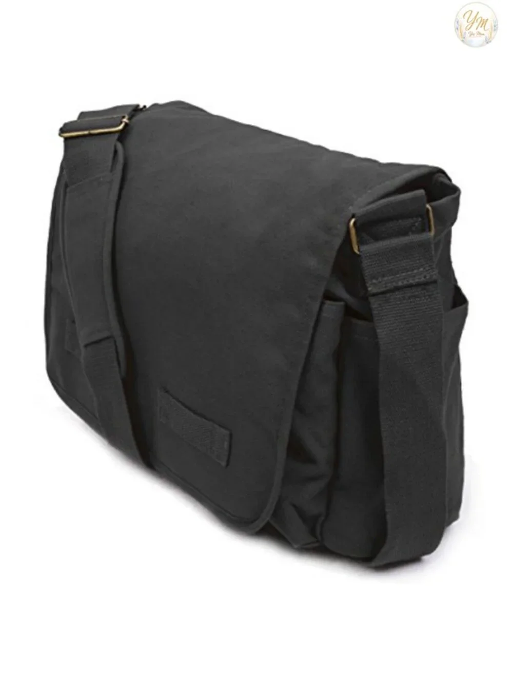 Vintage Canvas Messenger Bag - Heavyweight Cotton Shoulder Bag with Pockets,